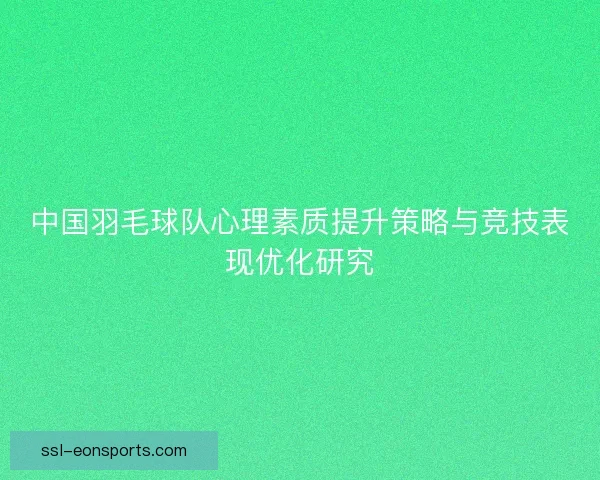 中国羽毛球队心理素质提升策略与竞技表现优化研究
